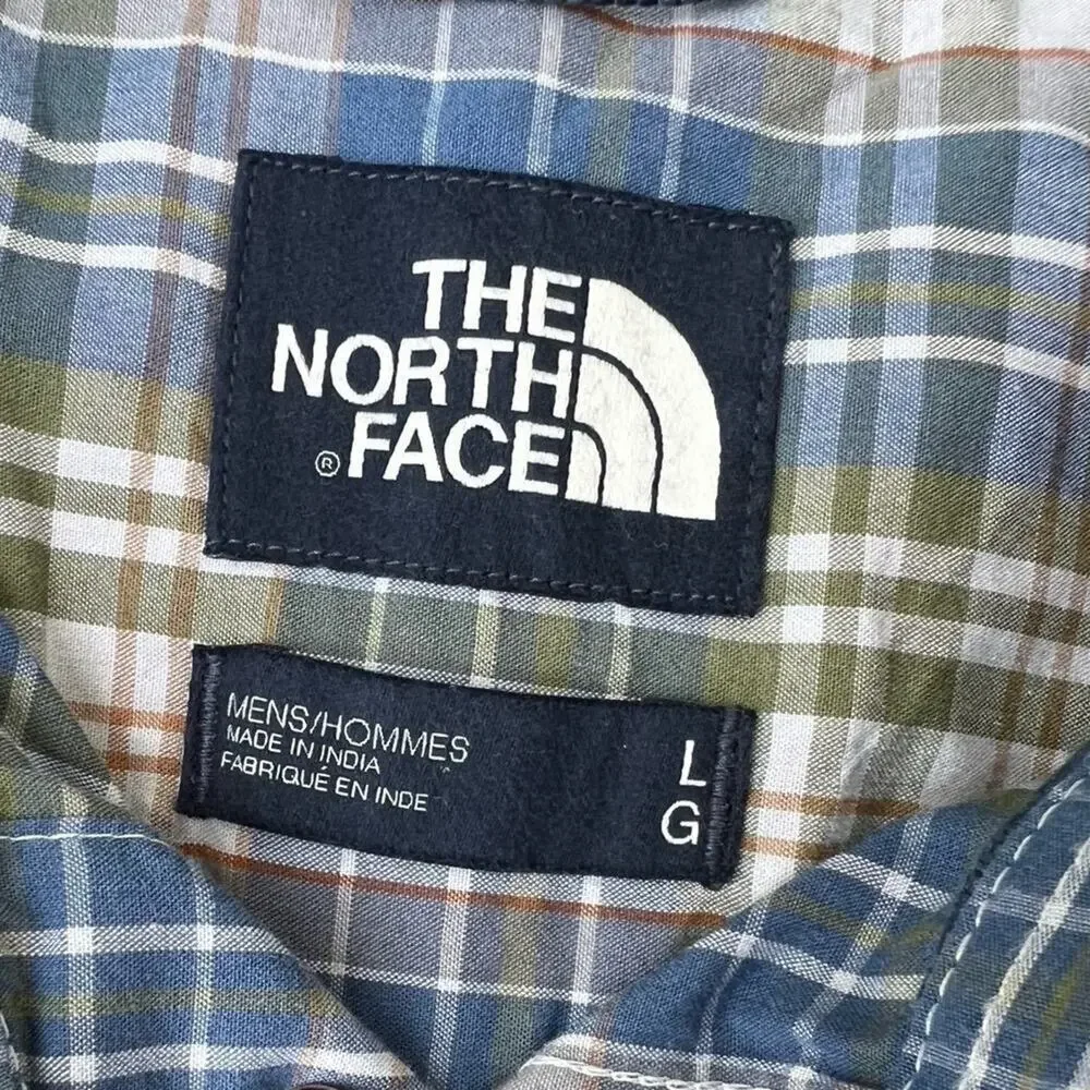 North Face Plaid Button Down Short Sleeve Shirt,  Men's size L
